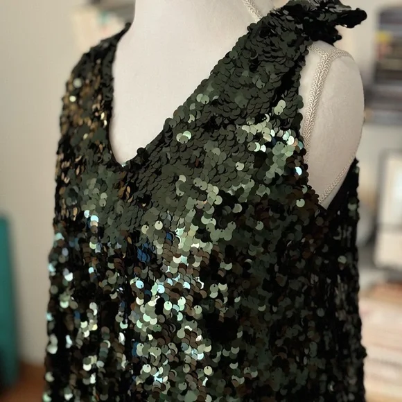 Zara green sequin sleeveless dress XS - Picture 4 of 7